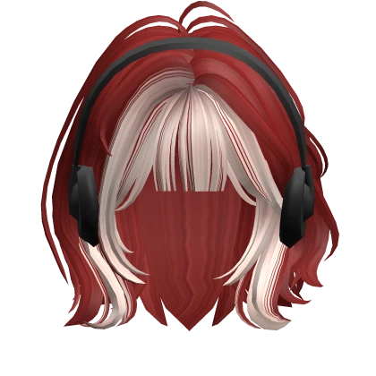 Two-Tone Grunge Bob w/ Headphones Red & Blonde