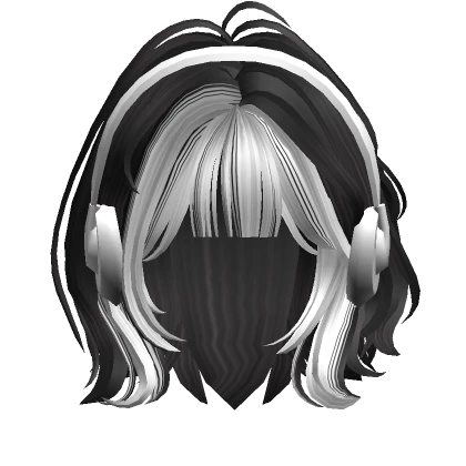 Two-Tone Grunge Bob w/ Headphones White & Black