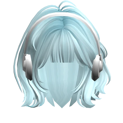 Layered Grunge Bob w/ Y2K Headphones(Light Blue)