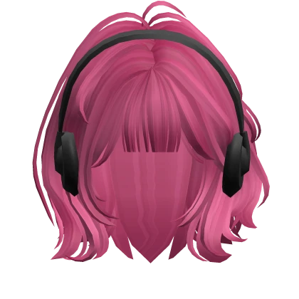 Layered Grunge Bob w/ Y2K Headphones(Hot Pink)