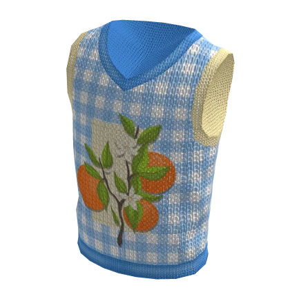 Easter Baby Blue Gingham Vest with Oranges
