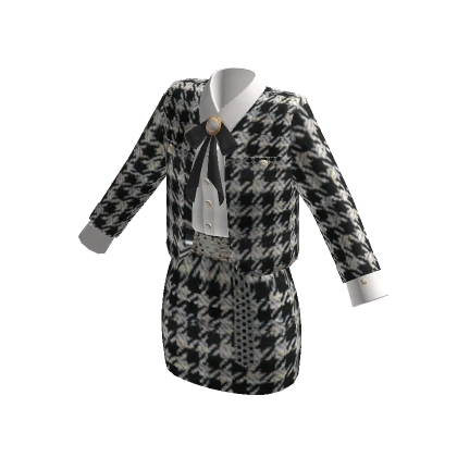 ✨ Black and white houndstooth formal suit dress 