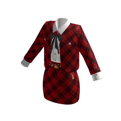 ✨ Red plaid suit dress formal dress set