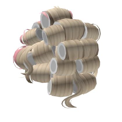 Huge Curlers  Hairstyle in Blonde Pink (White)