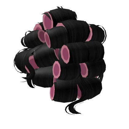 Huge Curlers  Hairstyle in Black  (Pink)