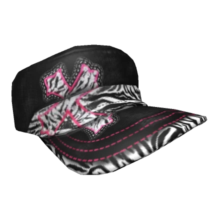 black and pink zebra scene cross cap