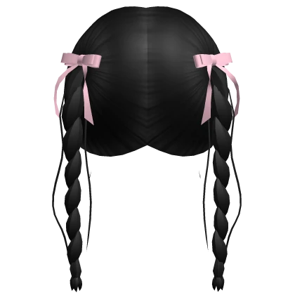 Braided Pigtails w/ Bow (Black)