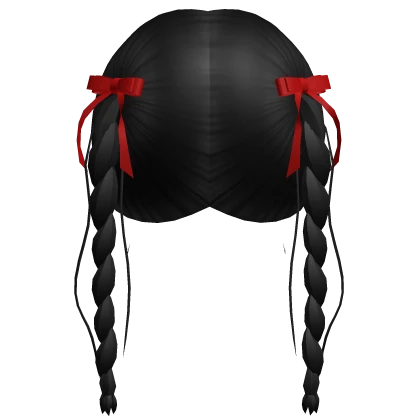 Braided Pigtails w/ Bow (Black)