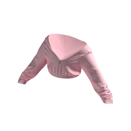 Cropped Half Zipped Light Pink Hoodie