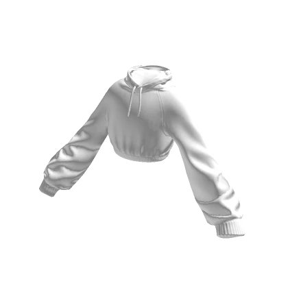 White Cropped Oversized Hoodie