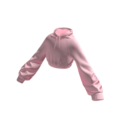Pink Cropped Oversized Hoodie
