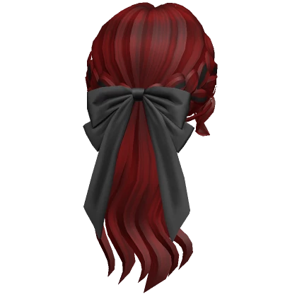 Low Braided Bow Ponytail (red)