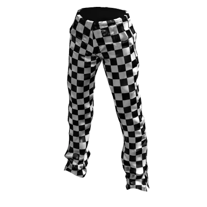 Y2K Shiny Pants (Checkered Black and White)