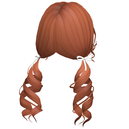 Ginger Curly Pigtails With White Bows