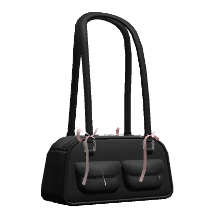 Black Leather Shoulder Bag w/ Bows