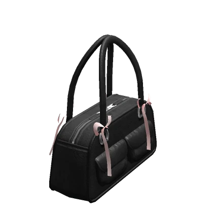 Black Leather Bag w/ Bows Handheld