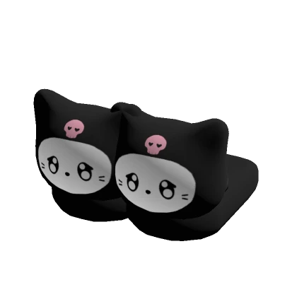 ♡ skull kitty slippers