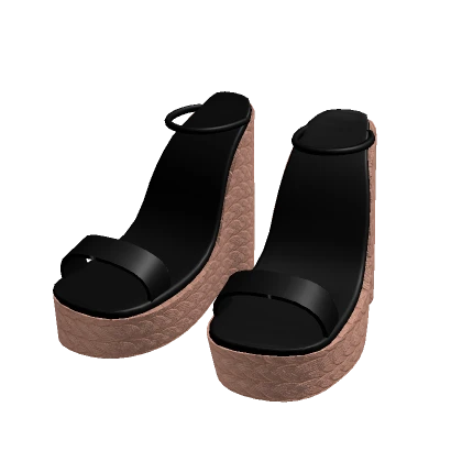 Summer wedge platform heels black