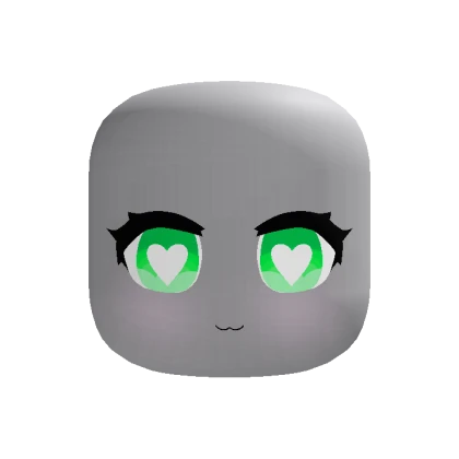 Cute Green Chibi Heart Eyes Blush Face [Animated]