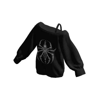 Y2K Spider Off Shoulder Oversized Sweater