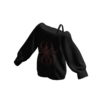 Y2K Spider Off Shoulder Oversized Sweater