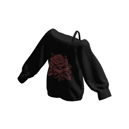 Y2K Rose Off Shoulder Oversized Sweater