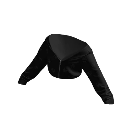 Cropped Half Zipped Paws Hoodie