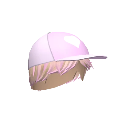 Blonde Boy Hair with Pink Baseball Cap