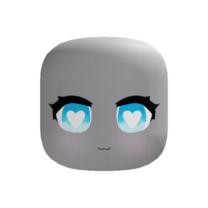 Cute Light Blue Chibi Heart Eyes Face [Animated]