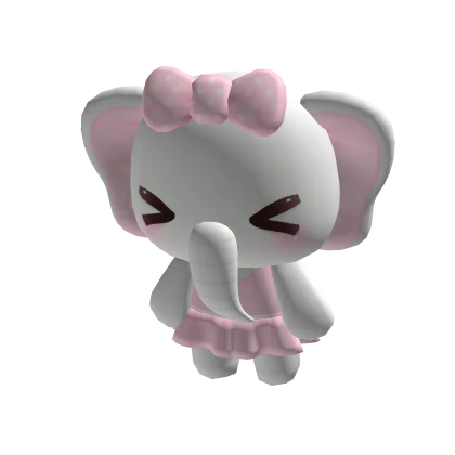 Kawaii Little Elephant Pink Bow Plushie