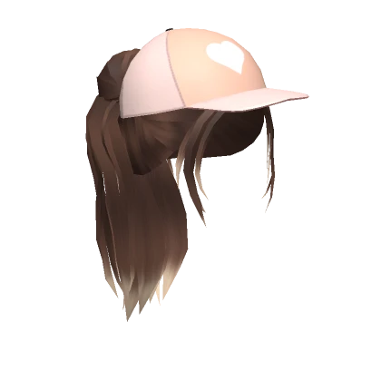 Brown Ponytail with Orange Baseball Cap