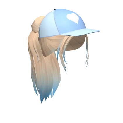 Blonde Ponytail with Blue Baseball Cap