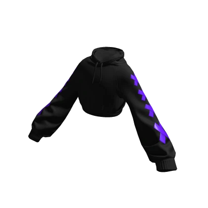 Cropped Oversized Black & Purple Stitches Hoodie