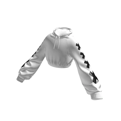Cropped Oversized White & Black Stitches Hoodie