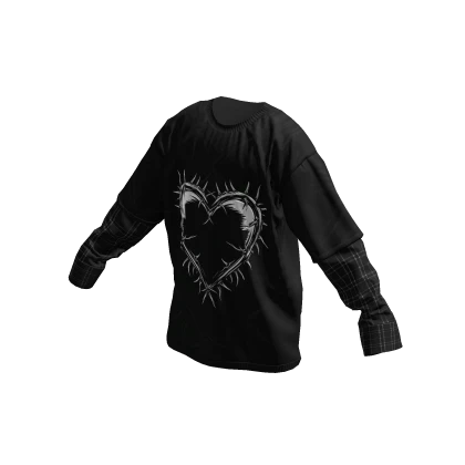 Thorn Heart Goth Layered Shirt