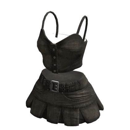 Denim Mini Skirt and Top Brown