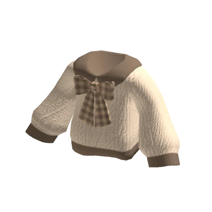 🍀Oversized Knitted Sweater w Bow (Brown)