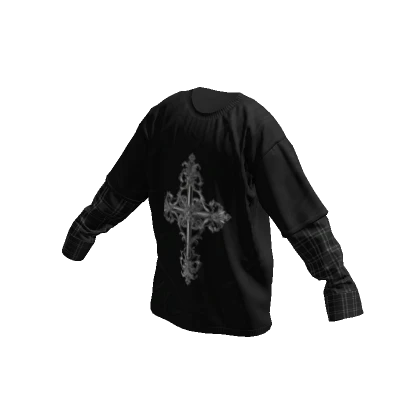 Gothic Cross Goth Layered Shirt