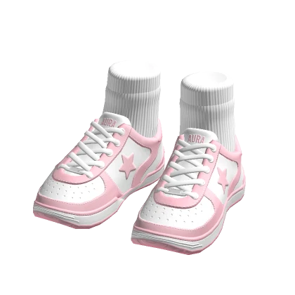 Pink Sneakers with Short White Socks