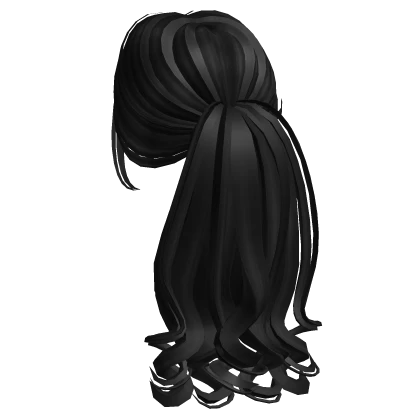 ♡ soft long curly ponytail (black)