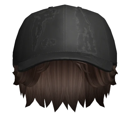 Brown Skater Boy Hair w Black Distressed Cap