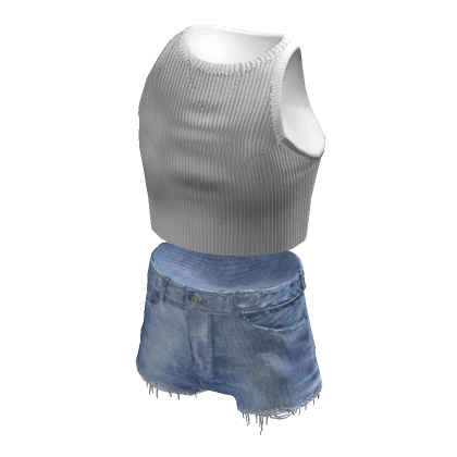 BerryBox March '24 White Crop Top Denim Shorts