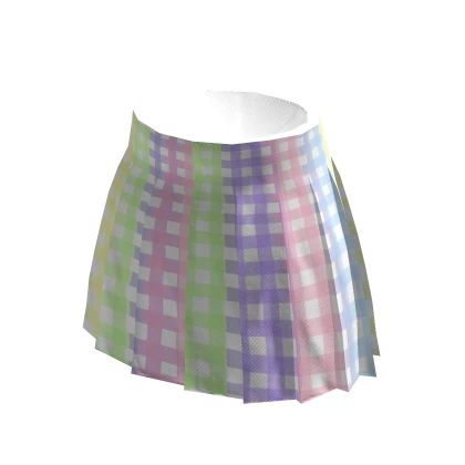 Easter Rainbow Pastel Gingham Pleated Skirt