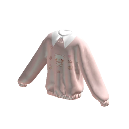 Cute Bear Collared Pink Sweater