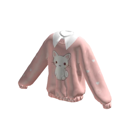 Cute Cat Collared Pink Sweater