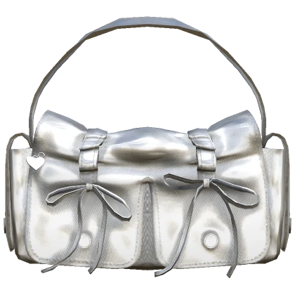 Multipocket Knotted Lacing White Silver Bag