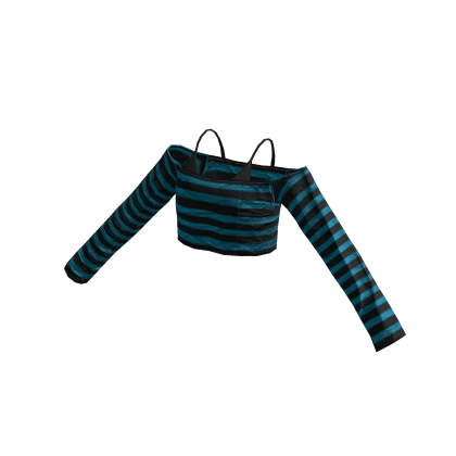 Scene grunge y2k xd cyan striped top