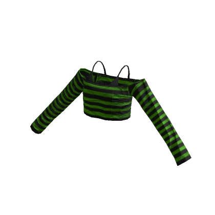 Scene grunge y2k xd neon green striped top