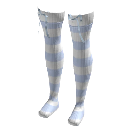 Striped Socks Blue Lace Bow