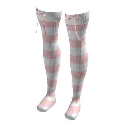 Striped Socks Pink Lace Bow